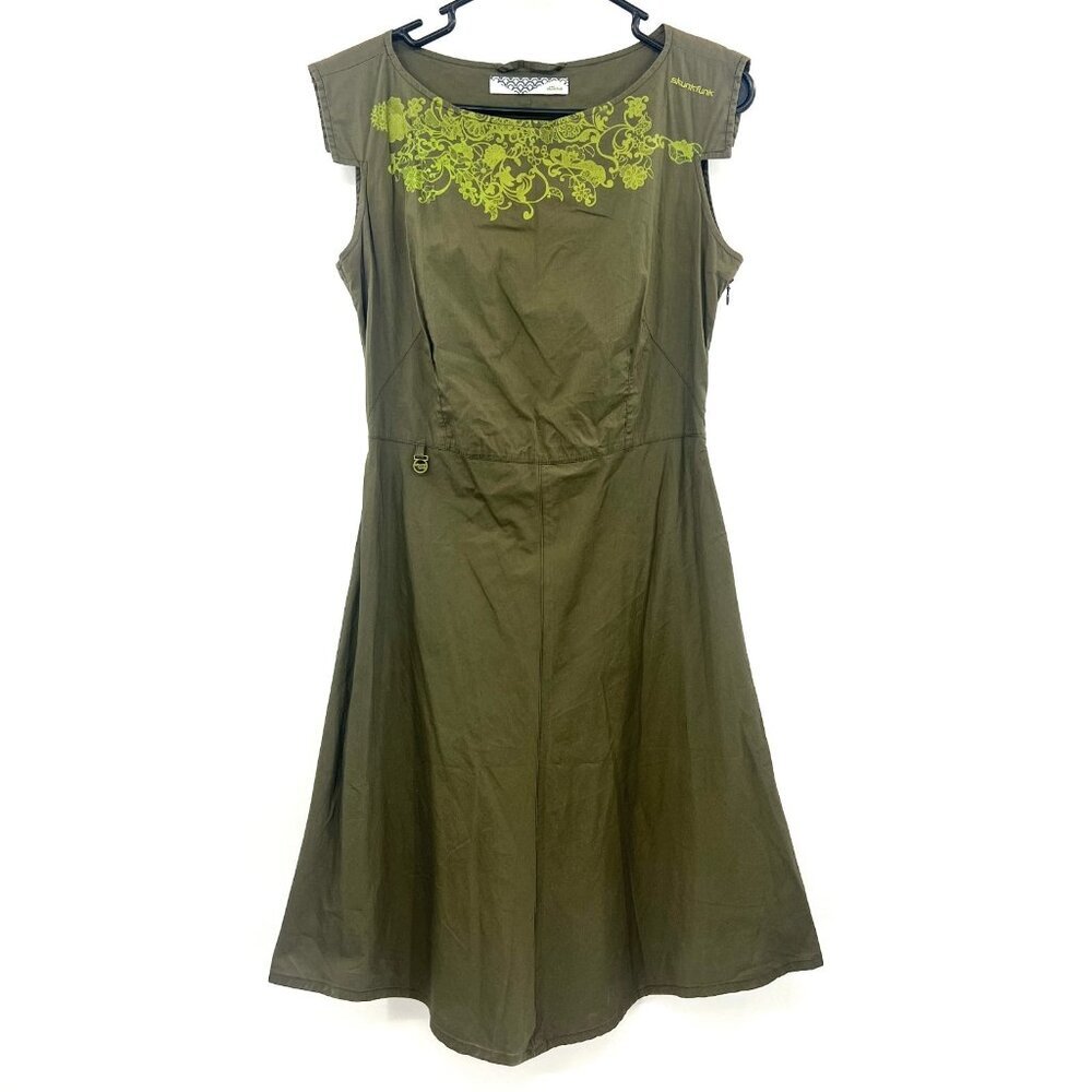 SkunkFunk Cotton Green Print Dress Women's Small